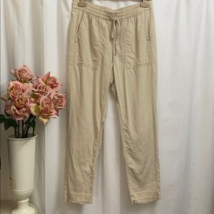 J.Crew Classic Linen Drawstring Pants Raw Edge Hem
